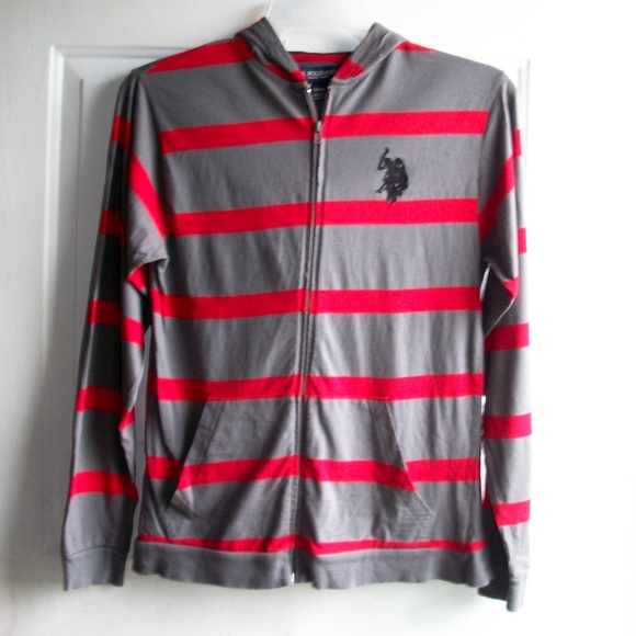 US Polo Assn Boys 10//12 14//16 18 Blue /& Yellow Striped Knit V Neck Shirt NWT